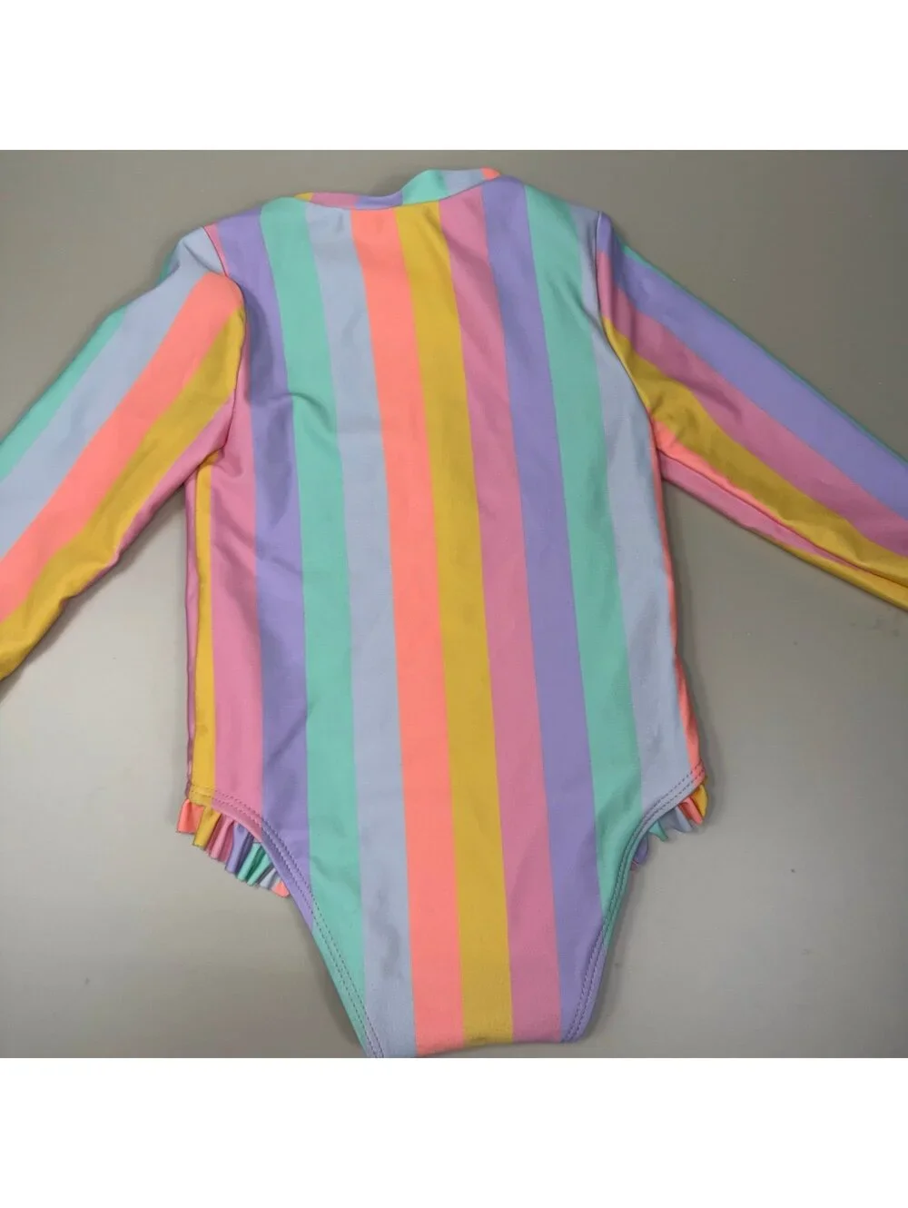 Old Navy Rainbow Stripe Long Sleeve One-Piece Swimsuit 6-12 Months